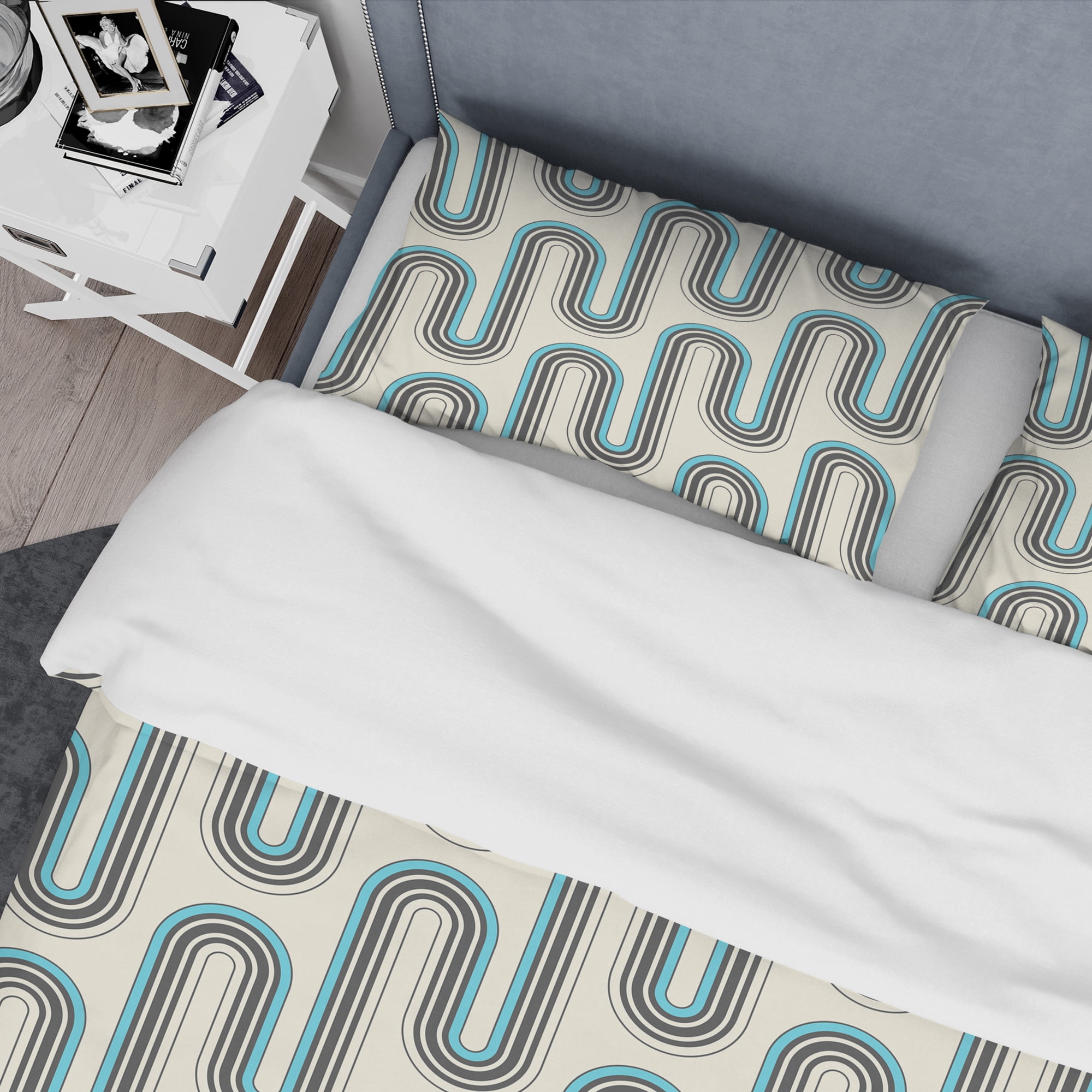 Designart 'Retro Geometrical Abstract Minimal Pattern IV' Mid-Century Modern Duvet Cover Set