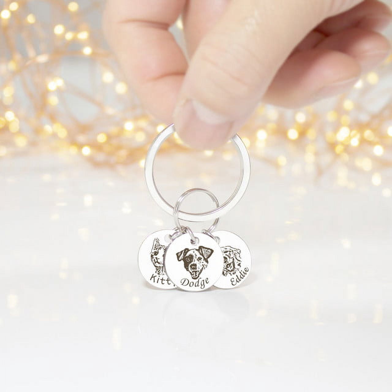 Anavia Personalized Pet Portrait Custom - Pet Portriat Keychain - Pet Photo Keychain for Pet Lovers Gift - Engraved Keychain Pet Memorial Gift for Friend - 2 Disc
