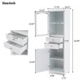 thumbnail image 4 of M optimized Tall Storage Cabinet, Modern Cabinet with Glass Door, Freestanding Floor Cabinet with Adjustable Shelves & 2 Drawer for Bathroom Kitchen Living Room, 4 of 9