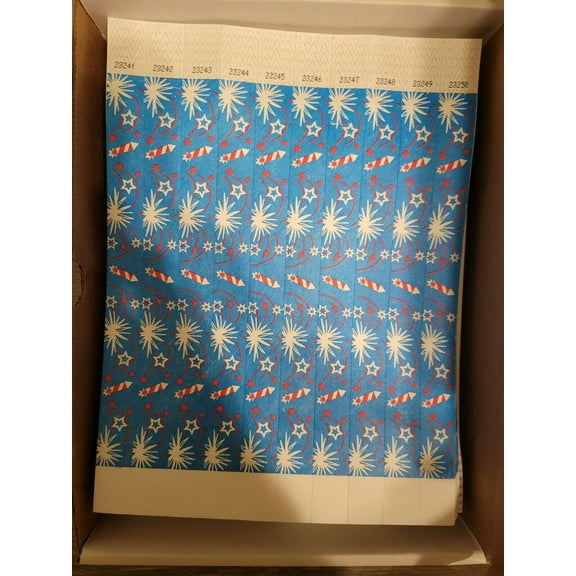 100  3/4" PATRIOTIC WRISTBANDS,  4TH OF JULY WRISTBANDS, PAPER WRISTBANDS