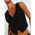 thumbnail image 4 of Womens Button Down Vests Top Summer Casual Crop Tank Tops Sleeveless Blazer Suit Waistcoat Jacket, 4 of 7