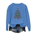 thumbnail image 5 of lulshou Women's Christmas Print Sweatshirt - Holiday Cozy Pullover, Cute Xmas Graphic Long Sleeve Crewneck Shirt, Blue, S, 5 of 6