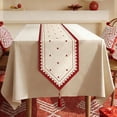 thumbnail image 1 of Weloille Chemin de Table à Franges Rouge de l'Année Récente 3,94 X 0,98 Pi 1 Pi, Nappe à Imprimé Rouge Festif, Housse Décorative Résistante aux Plis pour Table Basse Armoire Télé Maison Déco de l'Année Récente, 1 of 6