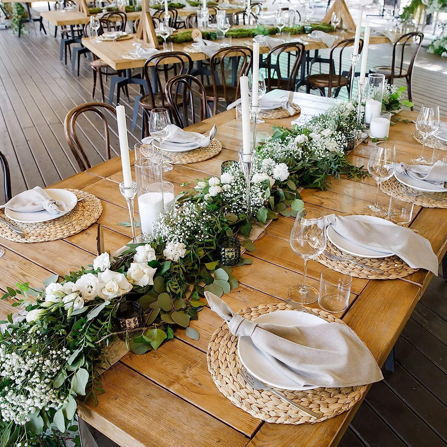Round Woven Placemats Boho Rustic Placemats Braided Round Placemats Water Hyacinth Heat Resistant Non-Slip Table Mat for Dining Table Home Wedding Indoor Outdoor, 12 Inch (4 Pieces)