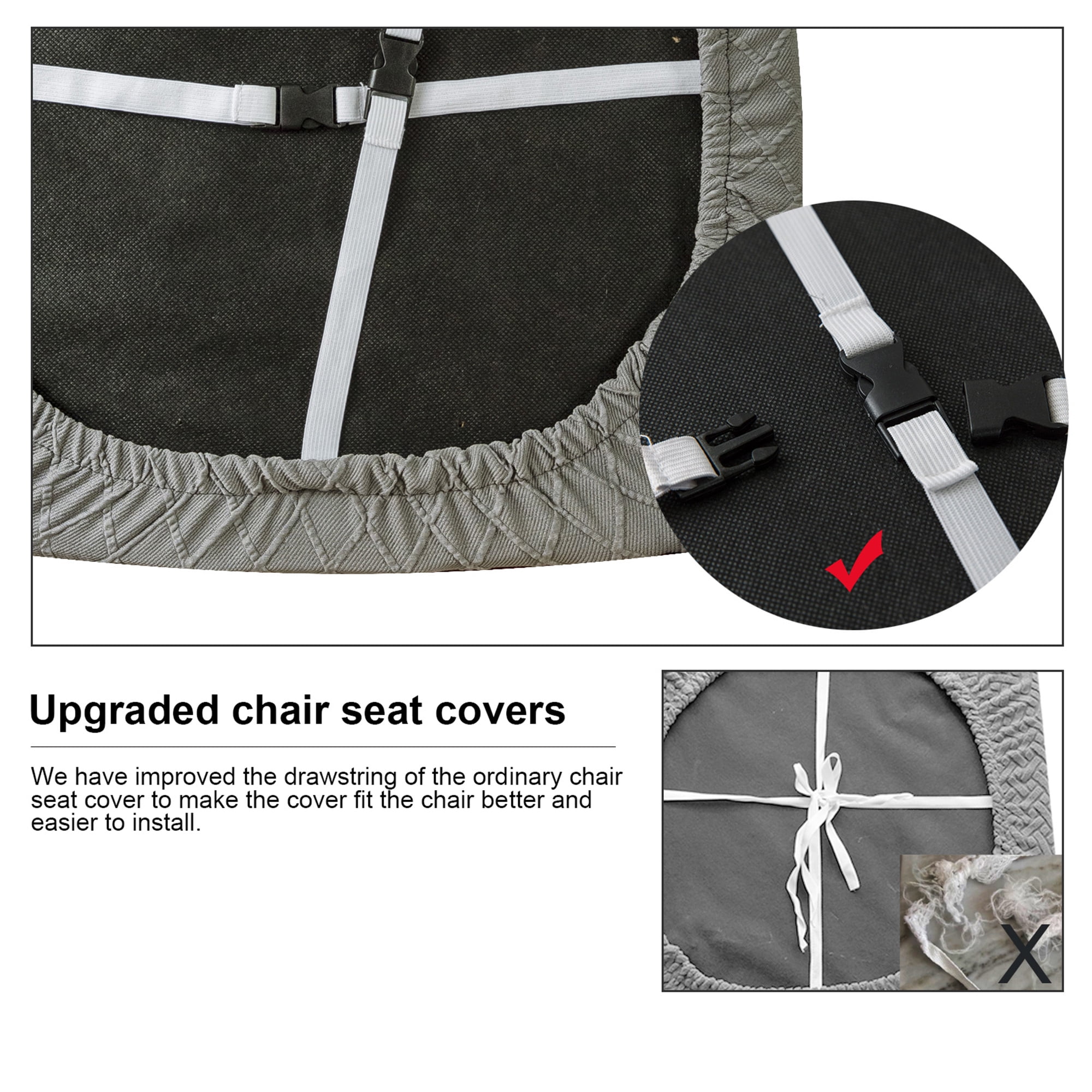 Genina Waterproof Seat Covers for Dining Room Jacquard Chairs Covers Removable Dining Kitchen Chair Cover(Set of 6,Grey)