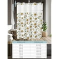 thumbnail image 6 of No Hook Cloth Fabric Shower Curtain with Snap in Liner, White Daisies Waterproof Shower Curtains Set with See Through Top Window, Pastoral Farmhouse Botanical Flowers Leaf Bath Curtains 36"x72", 6 of 6