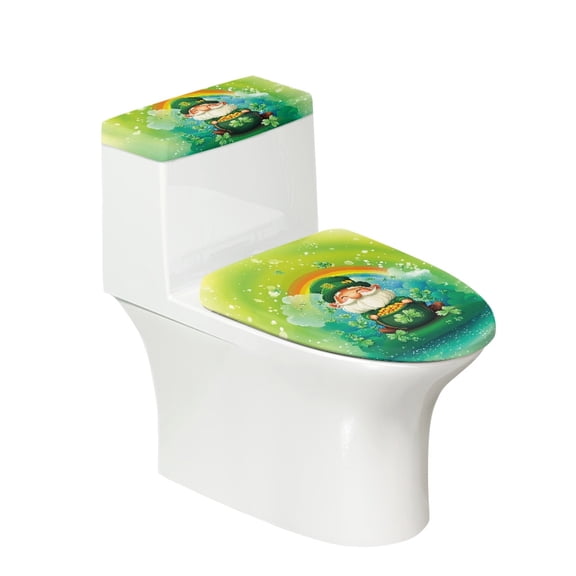 HELLHERO 2-Piece Toilet Cover for Hotel Home Rainbow Dwarf Pattern Soft Toilet Lid Cover Set Adjustable