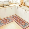 thumbnail image 7 of Red Boho Kitchen Rugs and Mats Set of 2, 17"x47"+17"x30" Non-Slip Machine Washable Runner Rugs for Kitchen Floor, Soft Kitchen Mat Set for Home,Laundry Room,Floral Pattern, 7 of 7