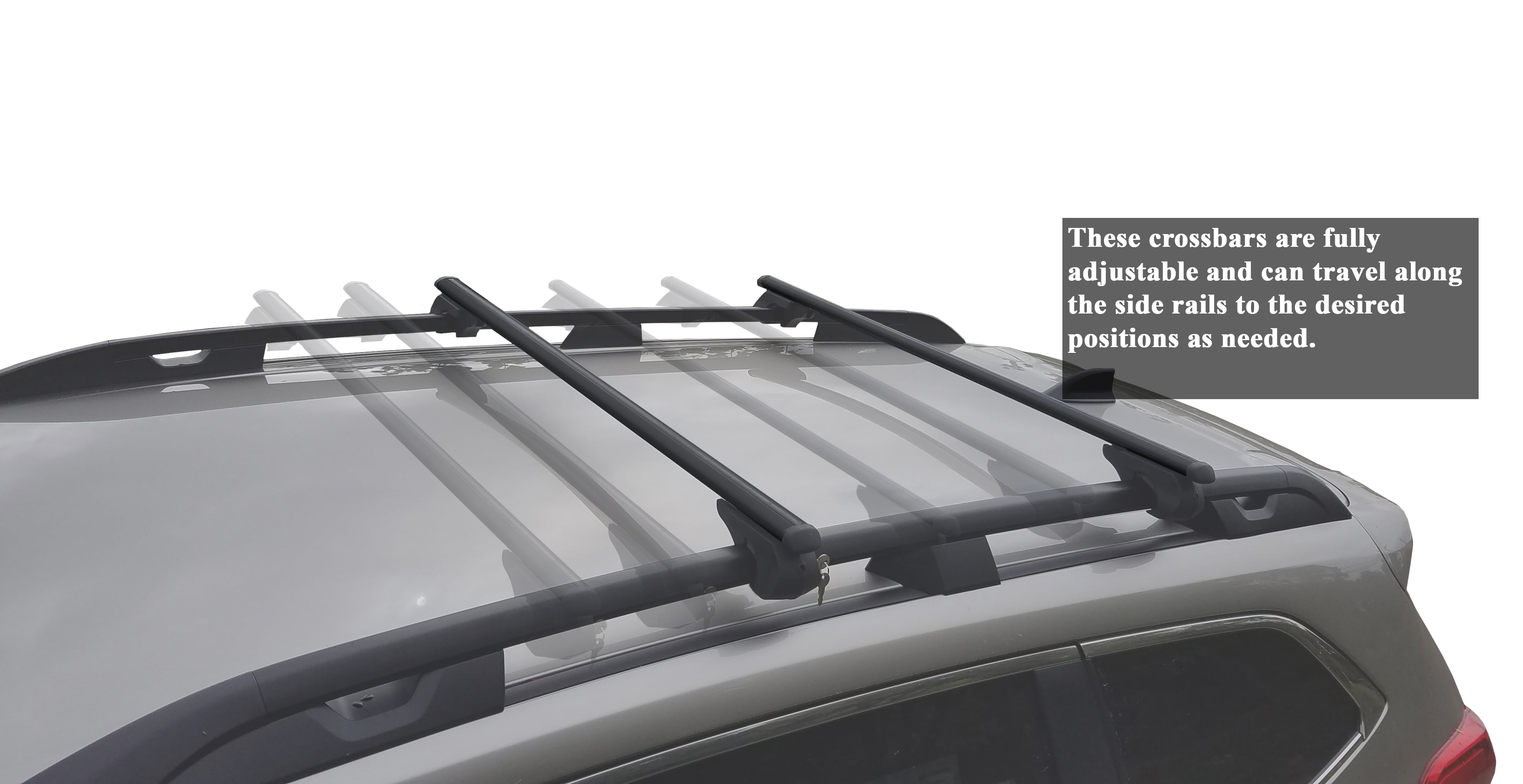 BRIGHTLINES 53" All Black Universal Crossbars Roof Racks Compatible with Raised Roof Side Rails for Kayak Luggage Ski Bike Carrier, a Set of 2