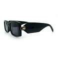 thumbnail image 6 of Womens Luxury Narrow Rectangle Designer Plastic Thick Arm Sunglasses Black Gold - Black, 6 of 8