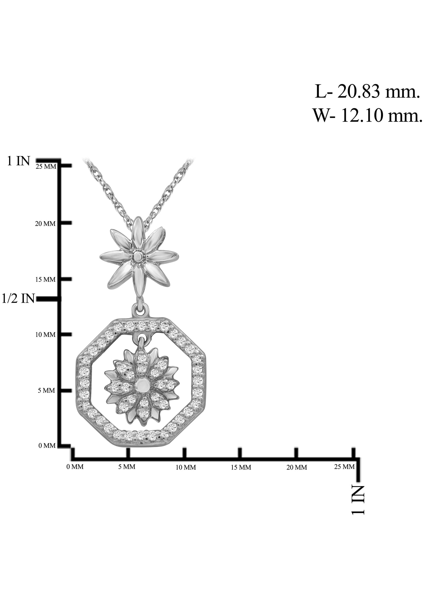 JewelersClub 1/7 Carat T.W. White Diamond Sterling Silver Flower Octagon Pendant