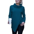 thumbnail image 1 of Suéter Top Otoño Invierno Mujer Cuello Alto Irregular Manga Larga Cuello Alto Prendas De Punto Azul 3XL, 1 of 6