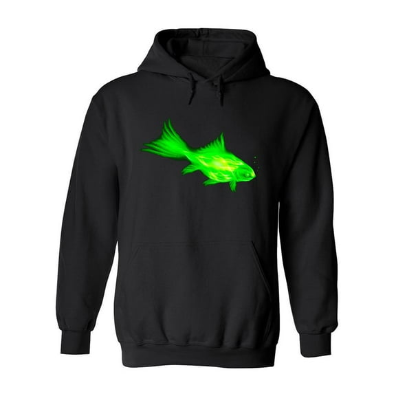 Green Fire Fish Design Hoodie Men -Image by Shutterstock, Male XX-Large