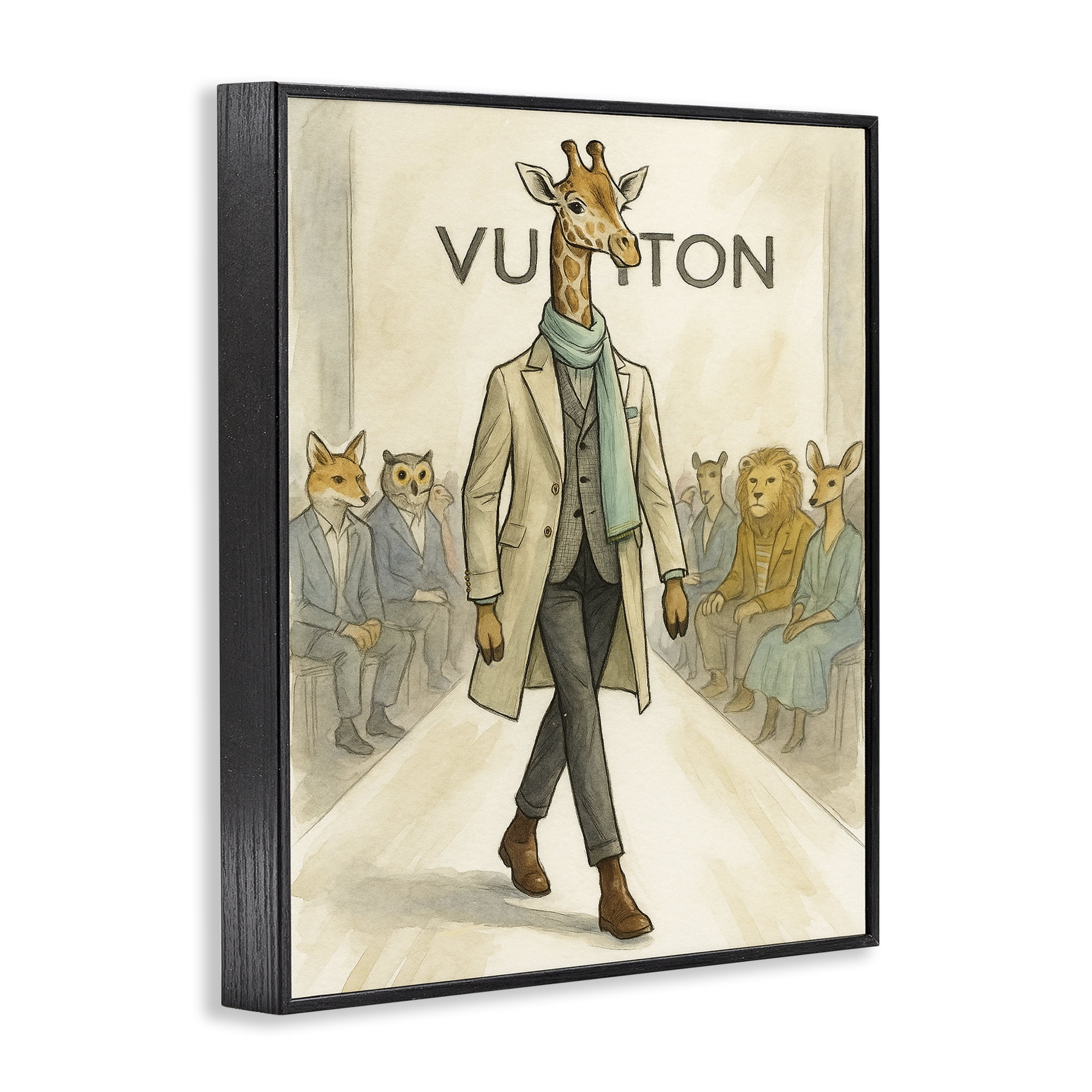 Stupell Industries Fashion Runway Giraffe Black Framed Giclee Art, design by Grotto Studios