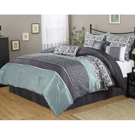 Nanshing Roxanne 7 Piece Bedding Comforter Set Grey Queen
