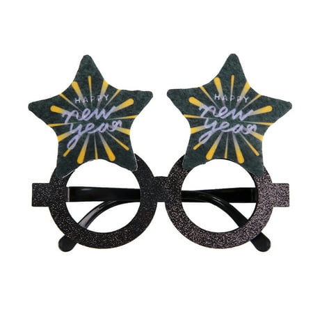 

wirlsweal New Year Glasses Stylish Black Gold Photo Studio Props 2024 New Year Party Decoration Glasses Photo Props Black Gold Themed Frames