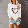 thumbnail image 2 of Trendy Sweatshirts Womens Long Sleeve Crew Neck Dog Paws Love Heart Print Pullover Tee Shirt Fall Winter Tops (S, White), 2 of 4