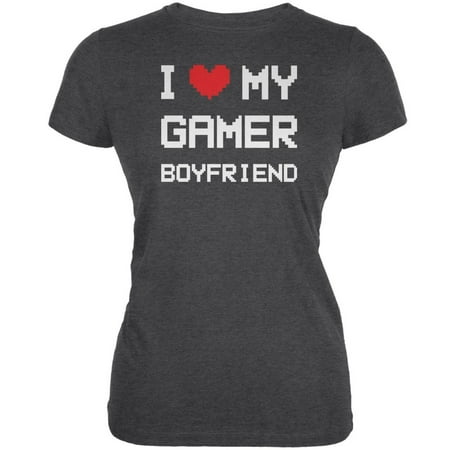I Heart Love My Gamer Boyfriend Dark Heather Juniors Soft
