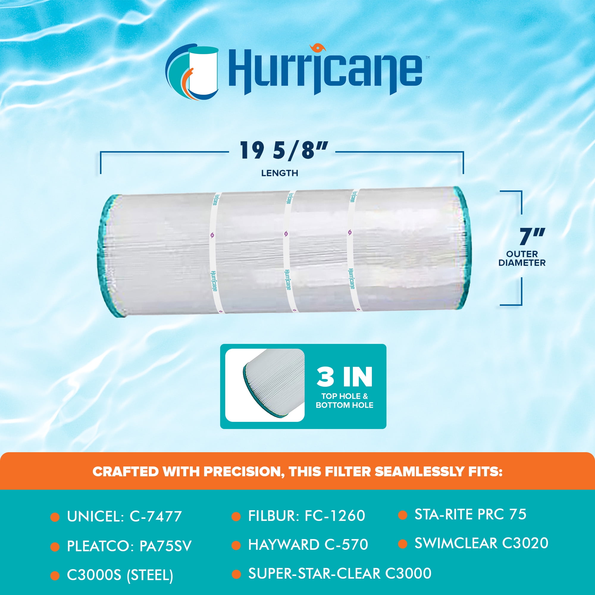Hurricane Filters 8-Pack HF7477-04P Pool Filter Cartridges - Purple Media, Replacement For Unicel C-7477, Hayward C-570