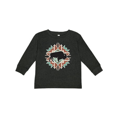 

Inktastic Buffalo Cute Western Pattern Boys or Girls Long Sleeve Toddler T-Shirt
