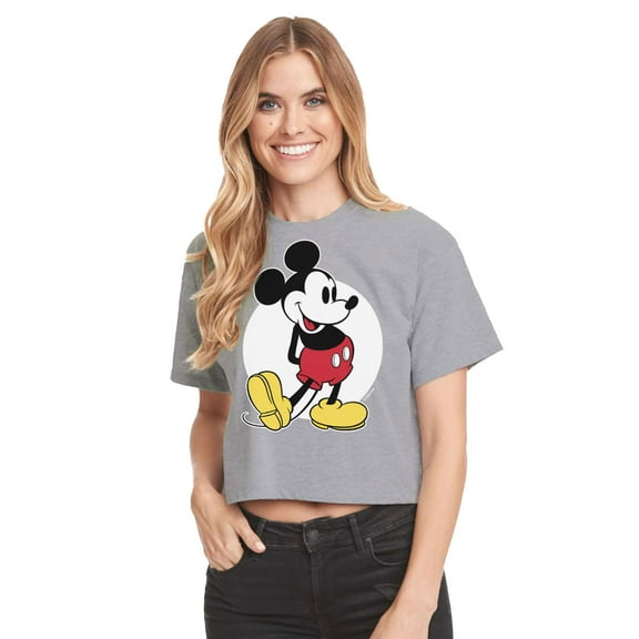 Mickey & Friends - Mickey Classic - Juniors Cropped Cotton Blend T-Shirt