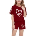 thumbnail image 1 of Zpanxa Ensembles d'Été pour Filles Mode Décontractée Manches Courtes Col Rond Col Bouton Imprimé Ensembles de Shorts 9 Ans, 1 of 7