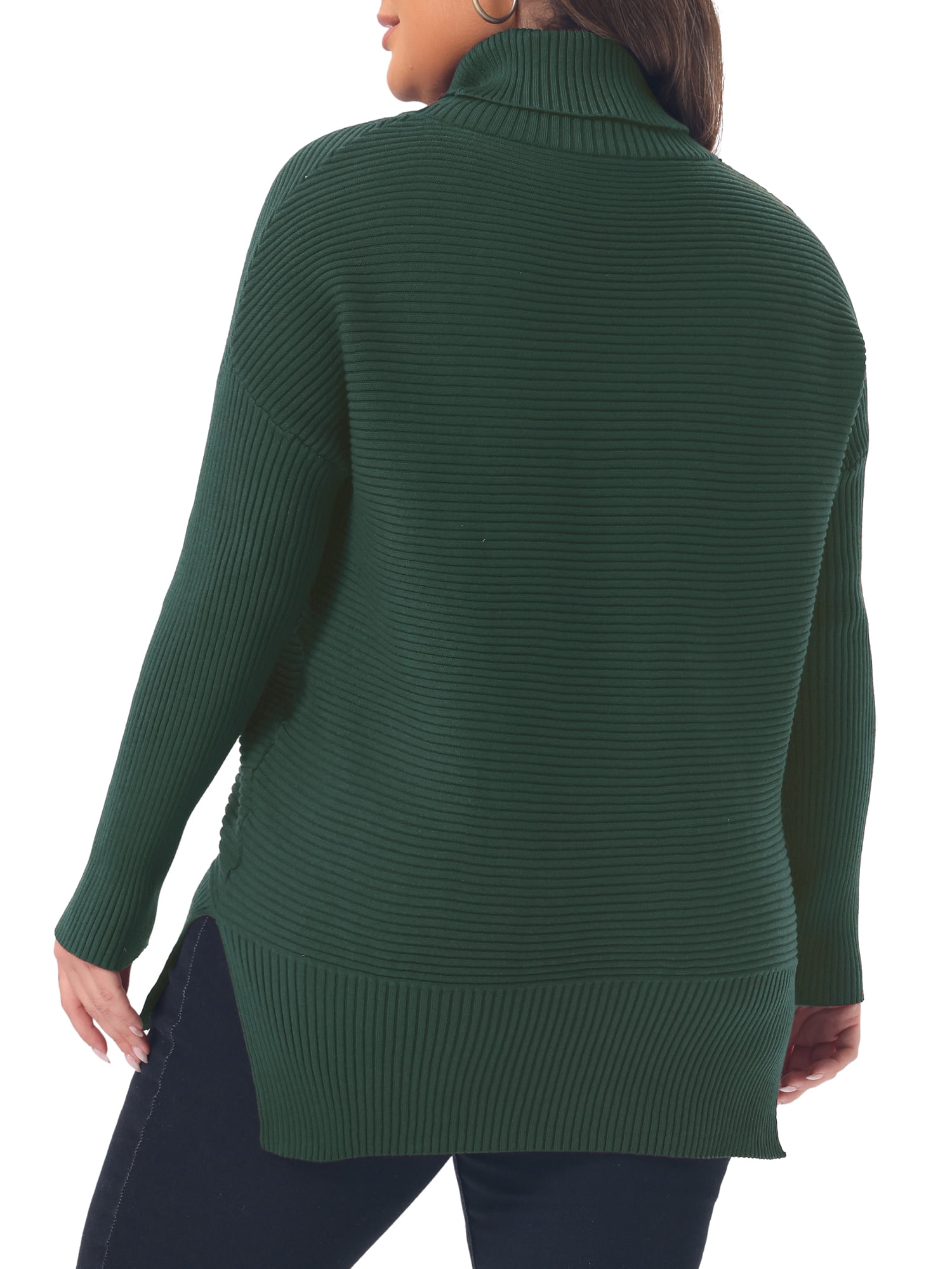 DARING DIVA Women's Plus Turtleneck Long Sleeve Sweater 2X Dark Green