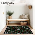 thumbnail image 3 of ODIKA 5'x7' Machine Washable Non-Slip Area Rug, Festive Snowflake Holly Wreath with Pinecone Accents High Traffic Rug with Pad, Black, 623643, 3 of 8