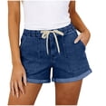 thumbnail image 2 of Aimik Women's Denim Shorts Summer casual Jeans Shorts with drawtring and Pockets High Waist Trendy Loose Fit Denim Shorts, 2 of 6