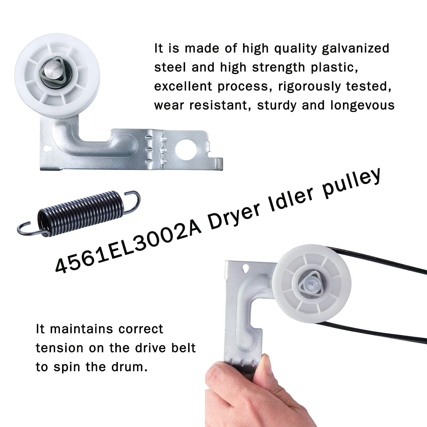 Upgraded Dryer Repair Kit dryer roller kit for LG Kenmore Dryers Includes 4581EL2002C Dryer Drum Roller Assembly 4400EL2001A Dryer Belt and 4561EL3002A Dryer Idler Pulley