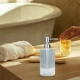 thumbnail image 6 of Yhmxh Glass Soap Dispenser, 15oz Ribbed Clear Glass Bottle with 304 Stainless Steel Pump, Refillable Soap Dispenser for Hand Dish Lotion Shampoo Conditioner for Kitchen Bathroom Countertop, 6 of 6