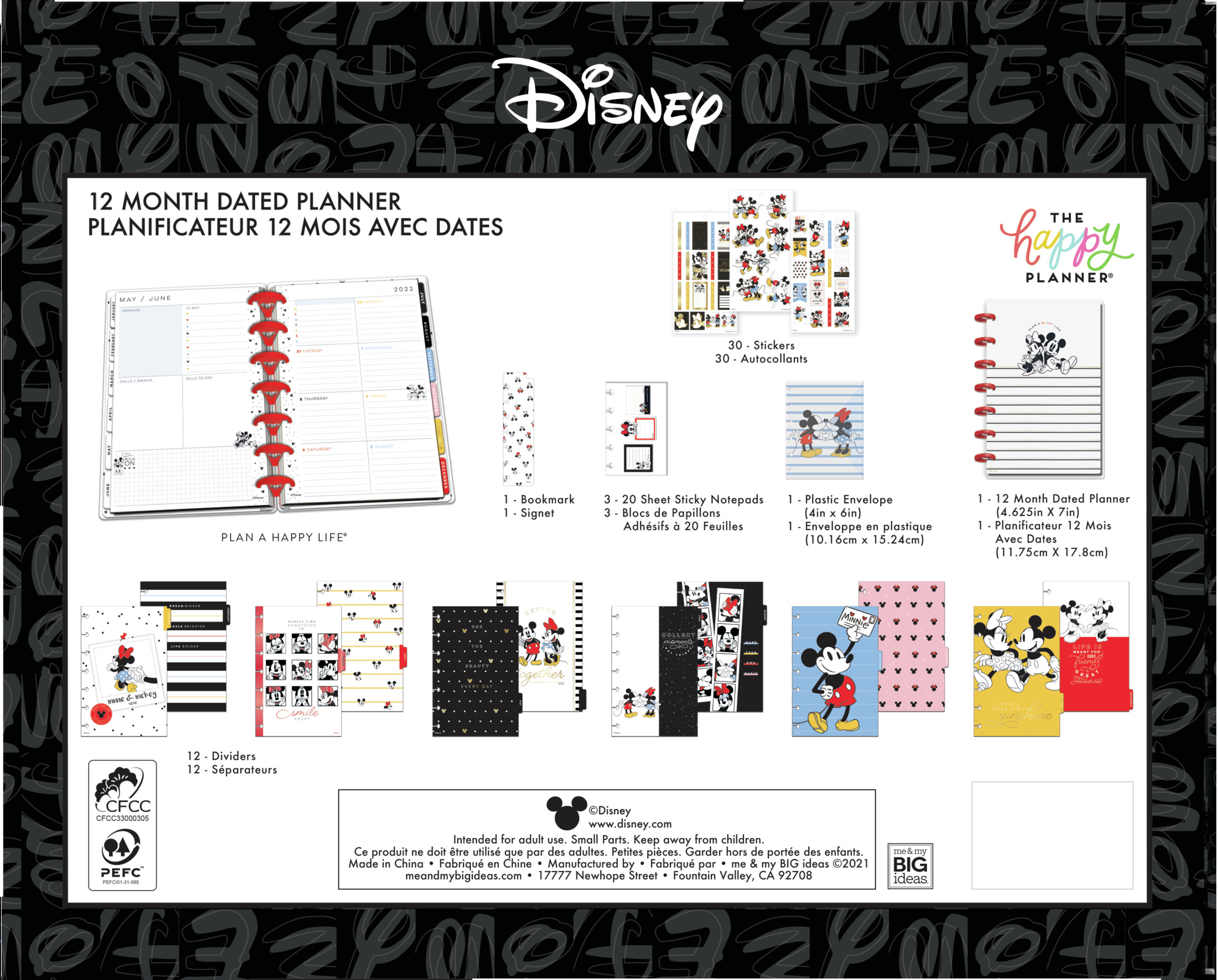The Happy Planner, Disney, Mickey Mouse & Minnie Mouse Mini Planner Box Kit, 2022, 10" x 1.25" x 8" - image 5 of 11