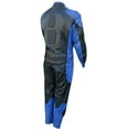 thumbnail image 3 of Perrini 2 PC Blue Spine Protector Cowhide Motorcycle Leather Suit Race Suit with Night Visibility Stitching, 3 of 4