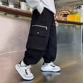 thumbnail image 5 of XIYON Boy's Cargo Pants Casual Streetwear Hip Hop Style For Teen Youth Kids Comfortable Athletic Trousers Streetwear 4-5 Years, 5 of 6