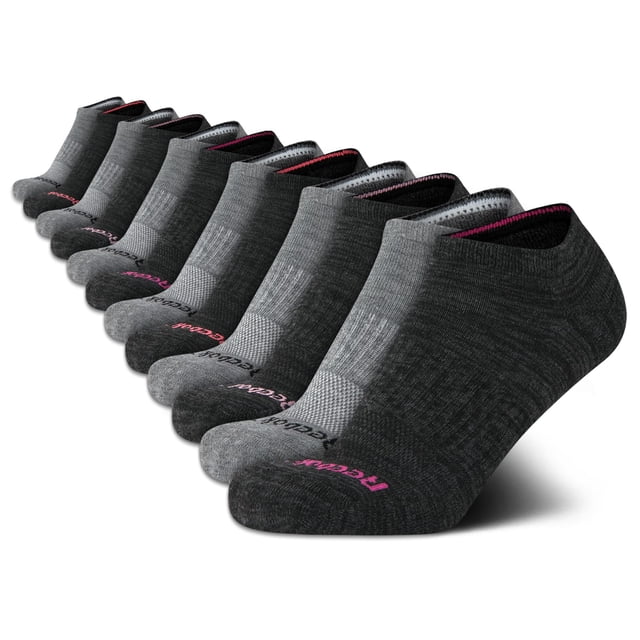 Pack de 12 calcetines Reebok No Show para mujer, acolchados, tallas 4-10, color gris