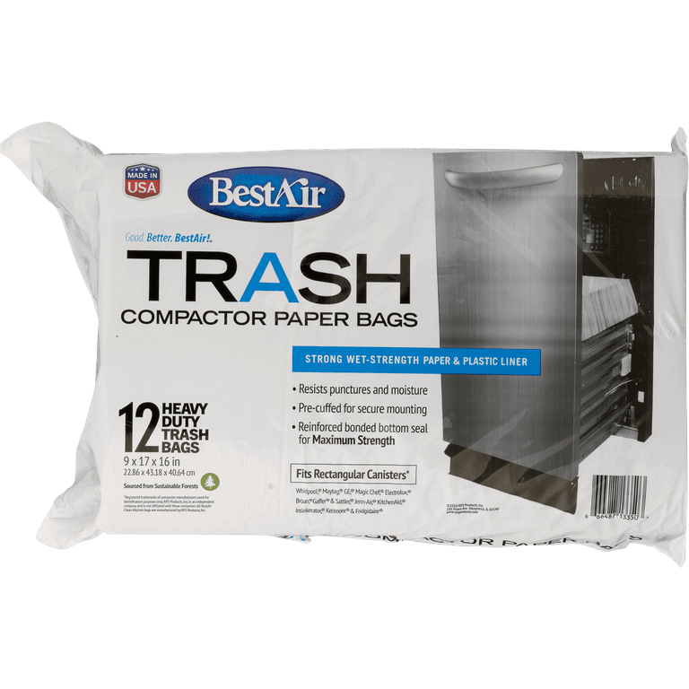 Trash Compactor Bags, 12 Bags (Heavy Duty)