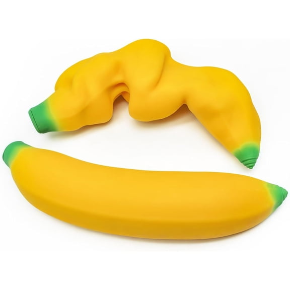Slow Rising Banana Stress Relief Toys for Adults, Fun Fidget Sensory Toys for Anxiety Relief and Focus, Soft Pinch and Release Novelty Gift, 2 Pcs