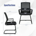 thumbnail image 4 of Giantex Office Mesh Chair, Upholstered Guest Conference Chair w/ Lumbar Support Ergonomic Backrest, Metal Frame Sled Base Reception Room Chair, Executive Chair, 4 of 8