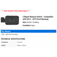 thumbnail image 2 of Liftgate Release Switch - Compatible with 2015 - 2019 Ford Mustang 2016 2017 2018, 2 of 2