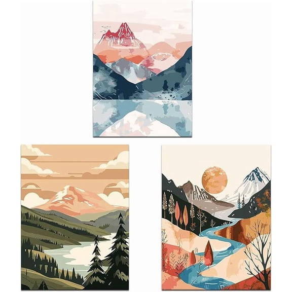 Diamond Art Kits for Adults, 3 Pack Landscapes 5D Diamond Painting Kits for Beginner DIY Gem Art Full Drill Diamond Dots Crystal Craft Kits for Home Wall Decor Gifts 12x16inch