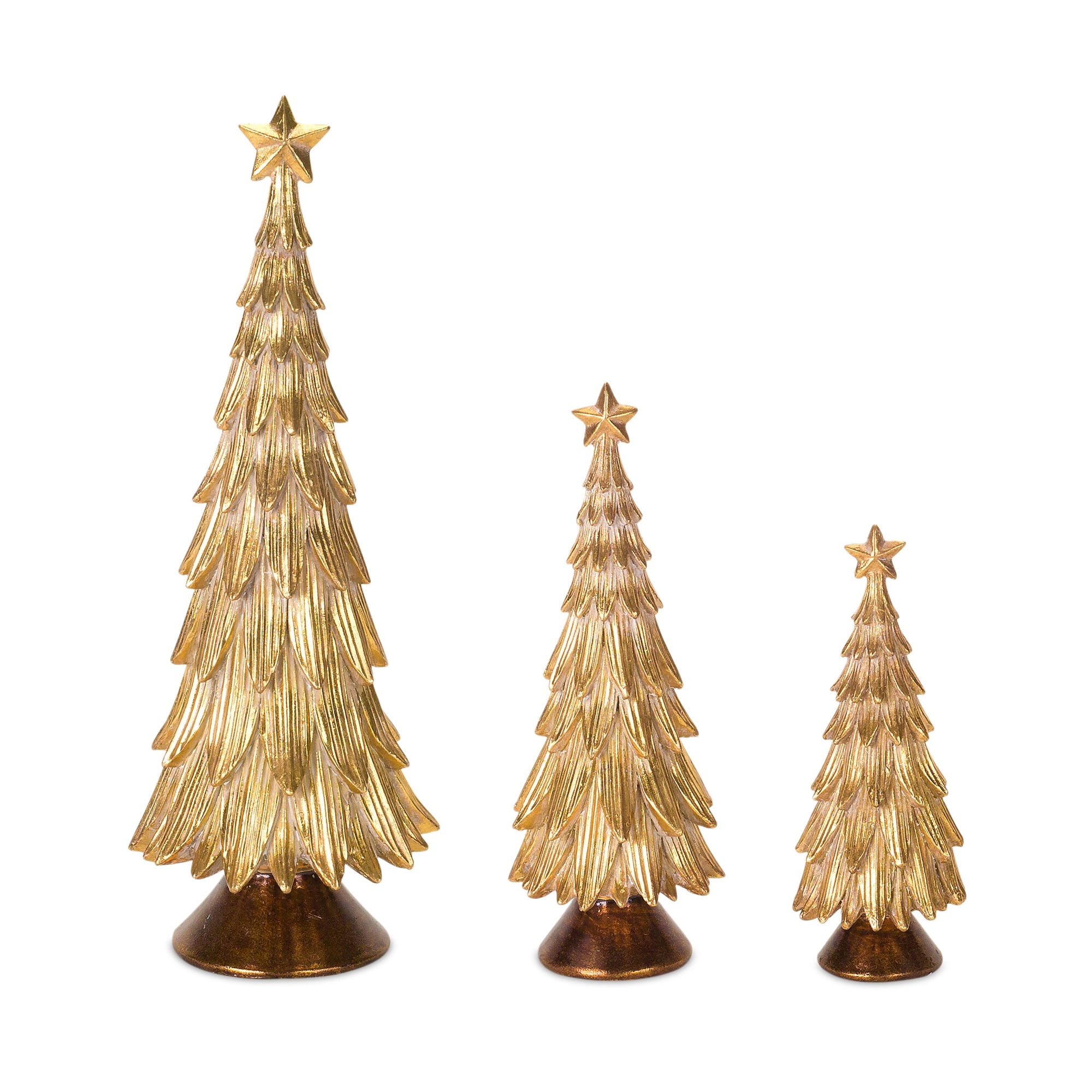 Set of 6 Gold Table Top Christmas Tree with Start Tree Topper