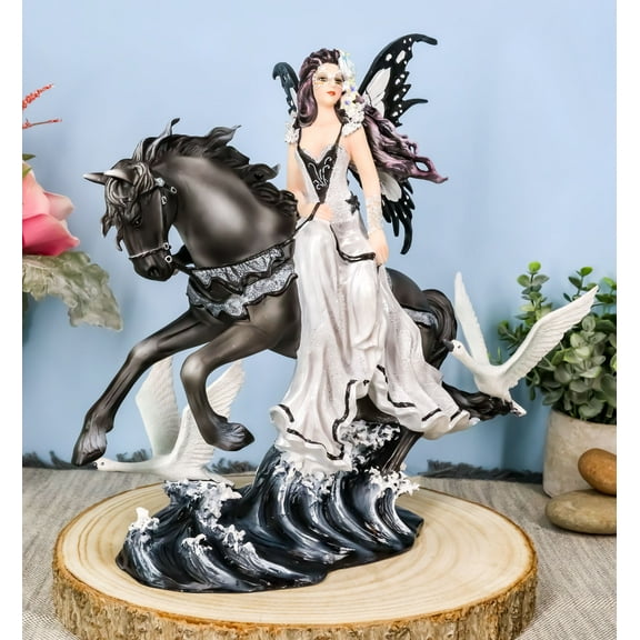 Nene Thomas Lamentation of Swans Masquerade Fairy Riding On Black Horse Statue