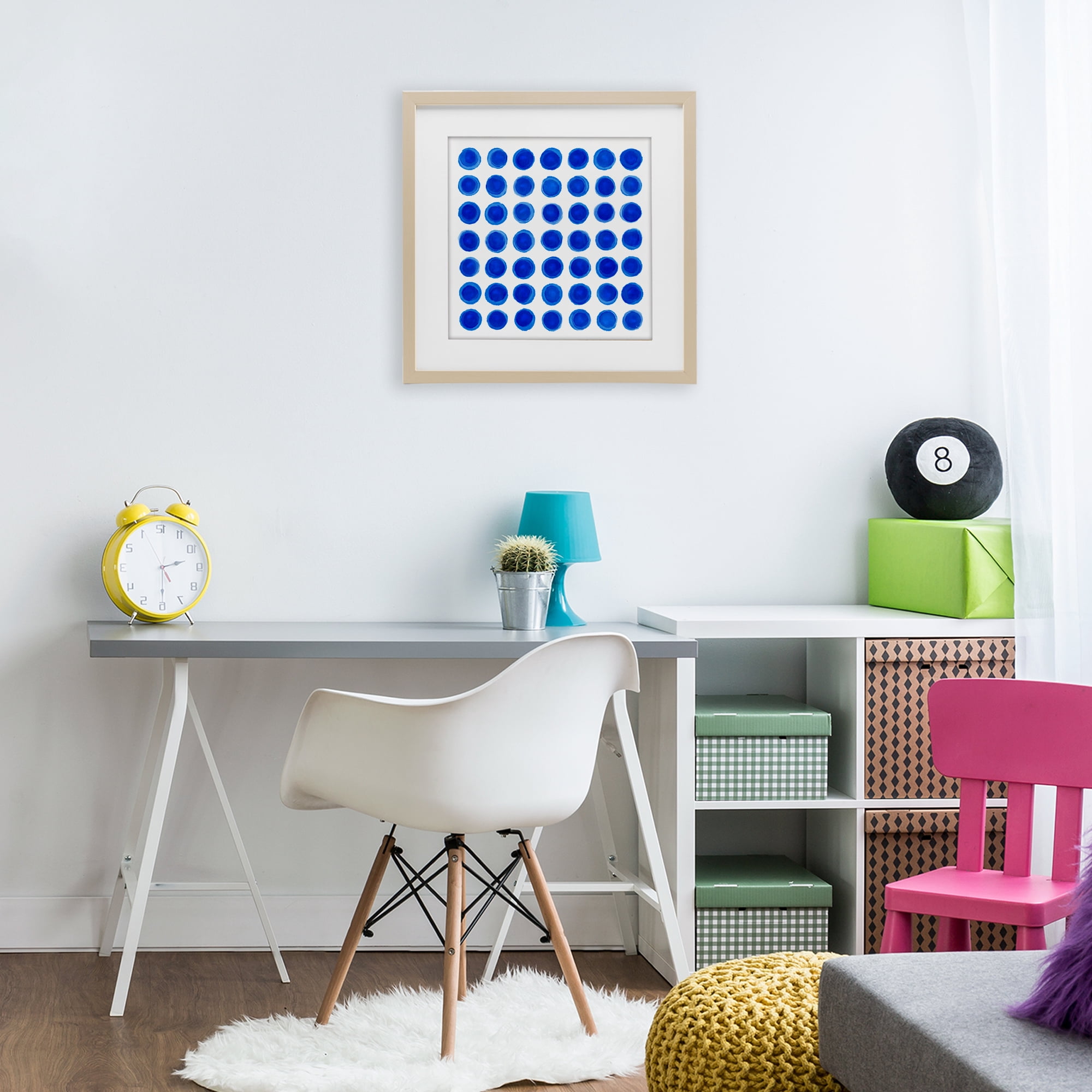Stupell Industries Blue Dots Uniform Pattern Birch Framed Print Under Glass, design by Martina Pavlova