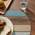 thumbnail image 4 of Round Placemats Set of 4 Blue Brown Wood Grain Place Mats Washable Woven Placemat Rustic Farmhouse Wooden Circle Braided Table Mat for Kitchen Dining Table Party Home Decor 15 Inch, 4 of 8