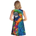 thumbnail image 2 of Bixox Robe Sans Manches Imprimé Perroquet Arc-en-Ciel Vibrant pour Femmes avec Poches, Robe Décontractée Longueur Genou pour l'Été-3TG, 2 of 7