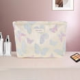 thumbnail image 5 of Unique Bargains 1 Pc Portable Embossment Butterfly Makeup Bag Polyester Beige Blue Large, 5 of 5