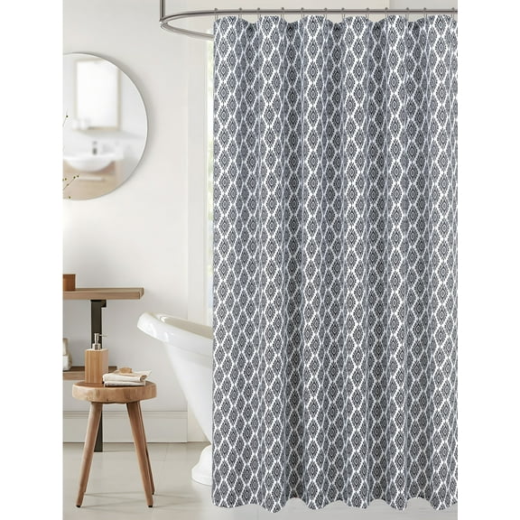 Serafina Home Black And White Serafina Home Black White Fabric Shower Curtain: Fun and Elegant Boho Style 70" x 72"