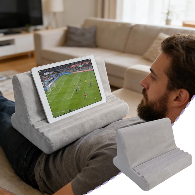 Tablet Pillow Stand, Cotton Lap Desk Support, 3 Adjustable Angles, Portable Phone Holder for Home Office, 1 Count