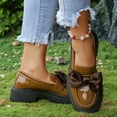 thumbnail image 4 of Miluxas Women's Leather Platform Loafers with Bow - Chunky Trendy Slip-On Dress Shoes for Work & Casual Wear Khaki 9.5(43), 4 of 9