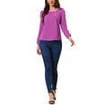thumbnail image 2 of INSPIRE CHIC Women's Pleated Front Casual Long Sleeve Square Neck Blouse, 2 of 6